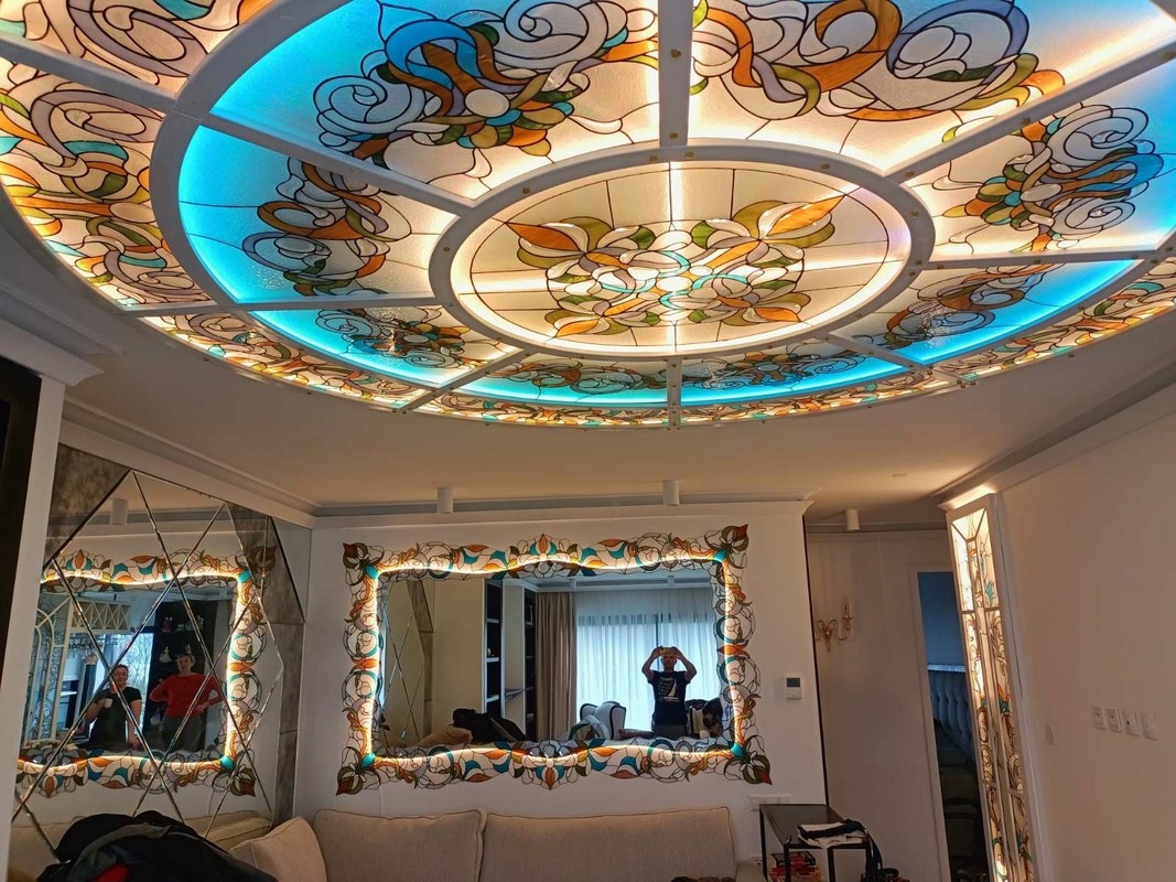 Stained glass windows in the ceiling